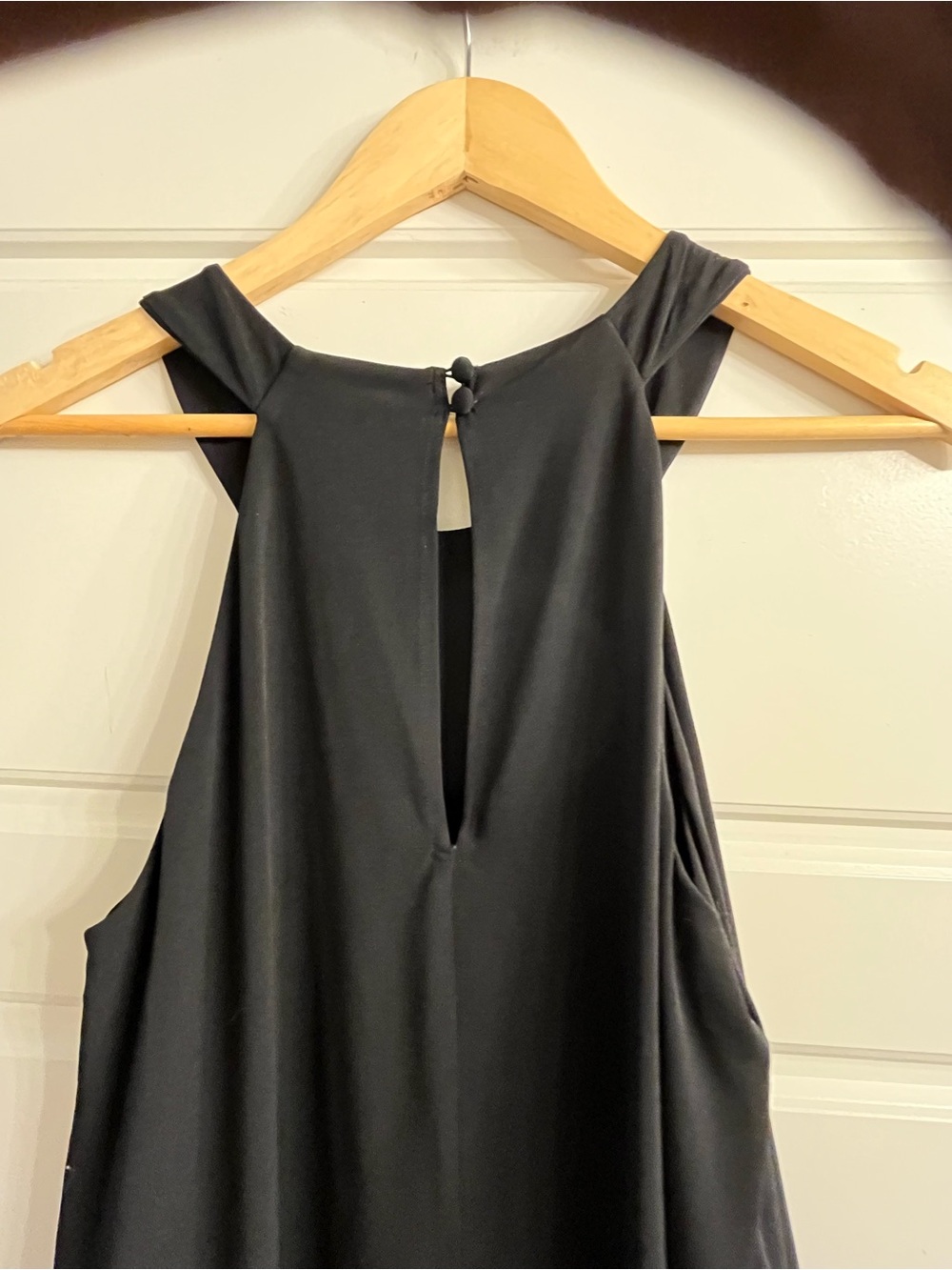 Vince Camuto Black Ivory Overlay Wide Leg Jumpsuit Size 8 - Picture 6 of 9